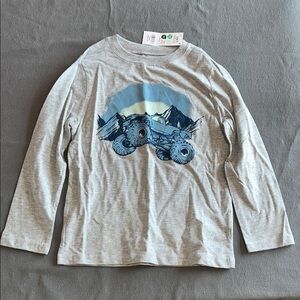 Kids Gray Monster Truck Long Sleeve Shirt